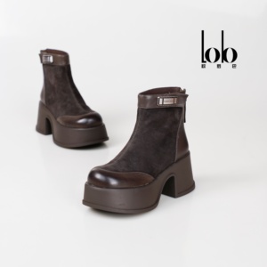 Winter 2025 <strong>Women's</strong> High Top <strong>Boots</strong> Genuine Leather Chunky Heel Back Zipper Closure Elastic Slimming Fashion Height Increasing - Product Image 4
