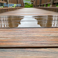 Planche de terrasse en WPC moderne pour extérieur, antidérapante, brossée, à emboîtement, imperméable, résistante aux UV, composite à grain de bois