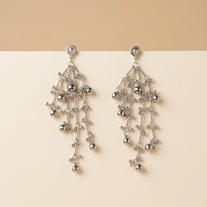 Silver Plated Glass Beads Heart Boho Bohemian Style Dangle Hook <b>Earrings</b> for Women - Product Image 1
