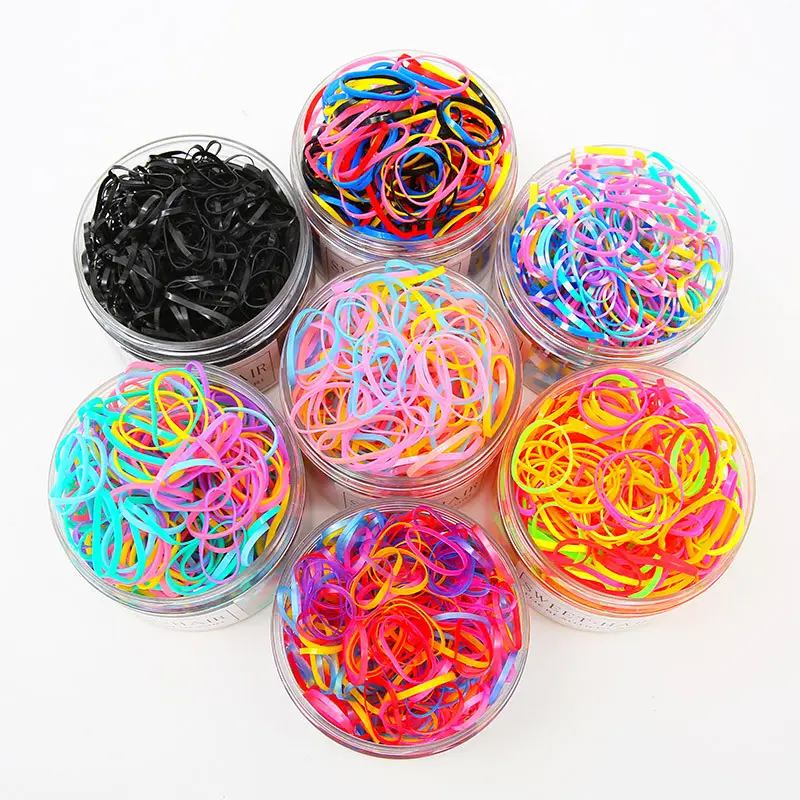 New Storage 500 pcs a box Multi Color Hair Accessories seamless elastic hair bands Disposable Elastic Rubber Band hair ties girl