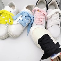 Cordones Planos de Algodón Puro Acme M de 1.5 cm de Ancho, Color Sólido, para Zapatillas Unisex de Caña Alta/Baja