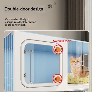 Kattenkooi van roestvrij staal met geïntegreerde kattenbak, toilet, binnenhuis, twee verdiepingen, extra grote ruimte, kattenvilla, één slaapkamer - Product Image 4