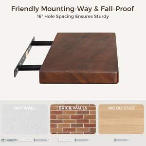 أرفف عائمة من خشب الجوز أرفف جدارية عميقة للديكور المنزلي ، عائمة مثبتة على الحائط لغرفة المعيشة وغرفة النوم والمطبخ - Product Image 4