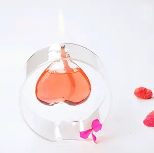 Lampe à huile créative transparente en forme de coeur en verre Love Bougeoir en vedette Cadeaux de mariage pour la Saint-Valentin