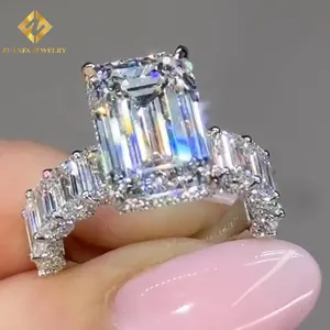 Luxury emerald cut engagement ring lab diamond 10K solid Gold moissanite wedding band diamonds custom design ring