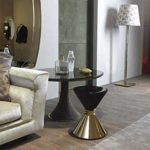 Tavolino da Salotto Contemporaneo di Lusso con Base in Acciaio Inox, Forma a Clessidra e Piano in Vetro a Specchio - Product Image 5
