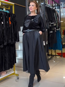 Herfst Nieuwe Europese En Elegante Strik Kanarie Top Halve Rok Tweedelige Set - Product Image 3