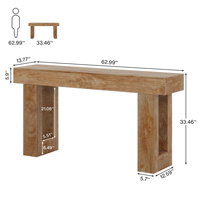 Tribesigns 63-Zoll Holz-Konsolentisch, Rechteckiger Farmhouse-Sofatisch für hinter dem Sofa, Eingangsbereich, Flur, Wohnzimmer, Naturfarben