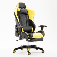 Chaise d'e-sport avec siège en mousse moulée, dossier ergonomique et accoudoirs 2D réglables, support pour adultes, chaise de jeu jaune