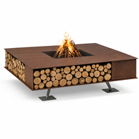 Brasero en acier Corten sur mesure OEM ODM |   Table de foyer moderne en bois avec taille et forme personnalisées