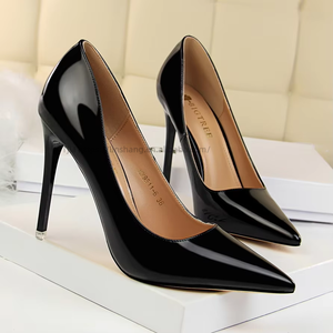 Women's Patent Leather Stiletto Pumps Black Pointed Toe High Heels on Formal Shoes for Office Party Wedding With Comfo - Product Image 2