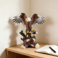 Statue d'aigle chauve en résine réaliste - Plumes détaillées et base en branche d'arbre, sculpture d'animal réaliste, idéale pour la décoration intérieure