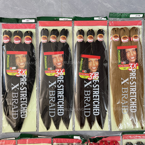 Ekstensi rambut kustom Afrika 3X 52 inci rambut kepang Crochet tahan panas Ombre pre-stretched sintetis Eazy rambut kepang - Product Image 3