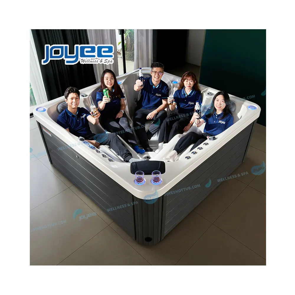 JOYEE5人用マッサージホットタブバスワールプール大きな屋外滝スパホットタブハイドロマッサージジェット付き屋外プールスパ