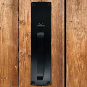 Kit de <span class=keywords><strong>loquet</strong></span> à pêne dormant haute sécurité, serrure de portail robuste avec poignée pour portails en bois/métal, finition noire - Product Image 5
