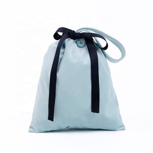 Wholesale Soft Pink Thickened Eco-Friendly <b>Drawstring</b> Velvet Storage Bag Bowknot Glasses Gift Custom Logo - Product Image 4