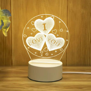 2024 Mới Hiện Đại USB <span class=keywords><strong>LED</strong></span> 3D Ánh Sáng Ban Đêm 5W Acrylic Bầu Không Khí Đèn Phong Cách Anime 3D Illusion Trắng Ấm Cho Trẻ Em Phòng Ngủ Bảng - Product Image 5