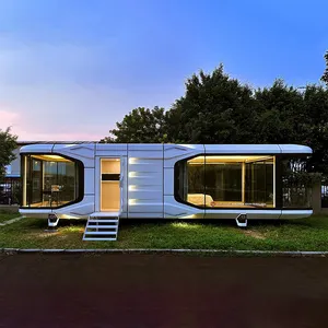 Ruang mewah Hotel Prefab komersial Airship Pod kapsul rumah dengan dapur