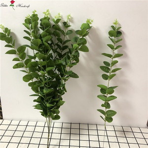 QSLH-S0341ประดิษฐ์สีเขียวไหมสัมผัสจริงใบสีเขียวยูคาลิปตัสเดี่ยวสำหรับตกแต่ง - Product Image 5