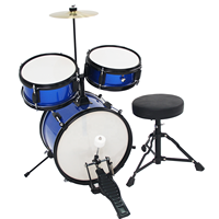 Avec trois pièces de batterie couleur-Ensemble de batterie bleu personnalisable et complet pour enfants avec tabouret et pédale