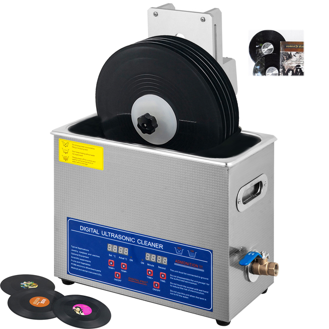 Industrial 6L Ultrasonic Cleaner Kit Electric Vinyl Record Cleaning Machine with Drying Rack and Record Washer New Condition