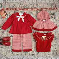 OEM ODM Ensembles de vêtements pour bébés filles : Sweats à capuche, jupes en laine rouge, ensembles de cérémonie, châles, capes et pulls pour Noël et le Nouvel An