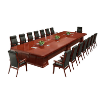 Conjunto de Mesa y Sillas de Conferencia de Madera, Mesa de Reuniones Ejecutiva para 16 Personas con Tomacorriente, Muebles de Oficina de Lujo