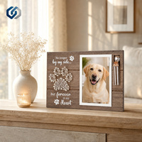 Cadre photo commémoratif pour animaux de compagnie en gros avec flacon en verre, en bois massif, avec empreinte de patte, fournisseur de souvenirs pour animaux