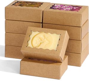Cajas de Regalo Kraft Marrón para Jabones Artesanales con Ventana, Cajas Pequeñas para Panadería, Macarons, Galletas, Dulces, Bodas y Cumpleaños - Product Image 1