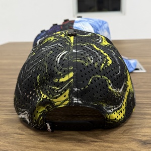 Casquette de golf camouflage jaune fluo, motif tourbillon liquide, impression numérique imperméable, 5 panneaux, perforations laser, respirante, visière incurvée, Gorras pour hommes et femmes - Product Image 5
