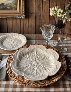 Custom Floral Decal White Porcelain Dinnerware Set Durable Portable <b>Ceramic</b> <b>Plates</b> for Afternoon Tea Wedding Banquet Western - Product Image 2