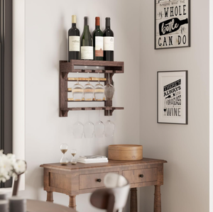 Ingrosso personalizzato a parete retrò in legno espositore per vino in sughero con portaoggetti in vetro - Product Image 3