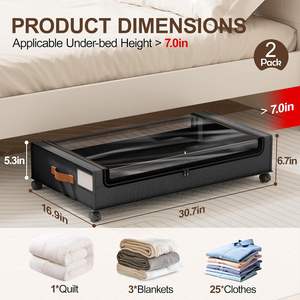 Organizador de Almacenamiento de Zapatos Debajo de la Cama, Cajón Metálico con Ruedas para Ropa Debajo de la Cama - Product Image 2