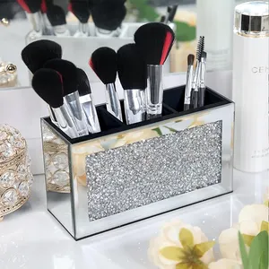 Luxury Handmade Diamond Storage Crystal Square Home Decor Desktop Jewelry Box Wholesale Cosmetic Storage Bin