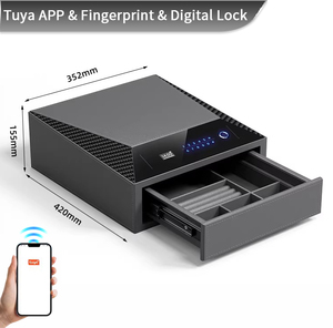 CEQSAFE Smart Biometric Fingerprint Lock <b>Hidden</b> Household Single Layer Premium Leather Jewelry Drawer <b>Safe</b> Box for Jewelry <b>Safe</b> - Product Image 4