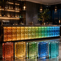 Bloc de verre cristallin coloré dégradé, briques carrées solides pour comptoir de bar de restaurant, décoration d'espace commercial