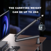 Bras de microphone avec support de table, pivotant à 360°, réglable pour podcasting, jeux vidéo, radio et audio de studio