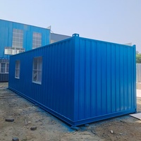 Conteneur aménagé bleu de 20 pieds, démontable, préfabriqué en kit, étanche, pour entrepôt et logement portable