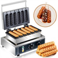 Machine à gaufres pour hot-dogs en acier inoxydable, usage commercial et domestique