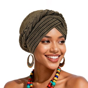 Turban élastique noir à rayures, foulard tressé, hijab, turban islamique uni, sous-hijab intérieur - Product Image 6