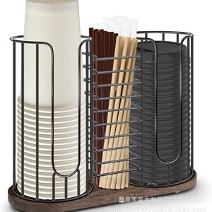 Disposable Paper Cup Holder Wrought Iron Storage Rack Desktop Organizer Multipurpose Standing Type Rectangle Shape - Product Image 5