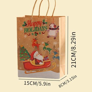 Sac cadeau <span class=keywords><strong>de</strong></span> Noël style vintage avec poignée torsadée <span class=keywords><strong>en</strong></span> <span class=keywords><strong>papier</strong></span>, impression couleur sur <span class=keywords><strong>papier</strong></span> kraft, carte <span class=keywords><strong>de</strong></span> vœux du Nouvel An, réveillon <span class=keywords><strong>de</strong></span> Noël - Product Image 2