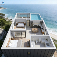 Casa Prefabricada de Bajo Costo de 3 Pisos, Plan de Casa Contenedor, Hotel Prefabricado de Lujo