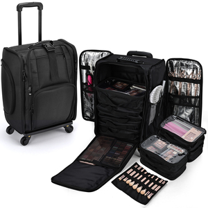 Rolling <b>Makeup</b> <b>Case</b> with Removable <b>Makeup</b> Pouches Travel Cosmetic Organizer Trolley Bag with Multiple Detachable Storage - Product Image 1