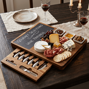 Grande planche <span class=keywords><strong>à</strong></span> charcuterie en bois Planche <span class=keywords><strong>à</strong></span> <span class=keywords><strong>fromage</strong></span> en bois d'acacia <span class=keywords><strong>Plateau</strong></span> de charcuterie <span class=keywords><strong>Plateau</strong></span> de service avec ensemble de couverts - Product Image 2