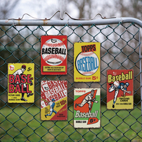 Plaques murales en métal vintage rétro en forme de ballon de baseball pour la décoration murale