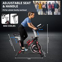 Vélo de spinning d'intérieur à résistance magnétique Athfiner, coussin de siège confortable, transmission par courroie silencieuse, écran LCD, capacité de 330 lb, unisexe