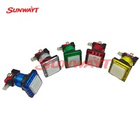 Accepteur de pièces SUNWAYT SW-BC3 32mmx32mm, 12V, éclairage LED, bouton-poussoir carré en plastique transparent, jeu en anglais