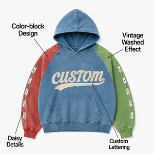 Sweat à capuche en coton épais délavé à la pierre, coupe ample, avec motif graphique en strass, style streetwear, personnalisable avec logo, pour homme, vente en gros - Product Image 2
