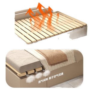 Cadre de lit pliable en bois massif à lattes, plateforme respirante, résistante à l'humidité, avec support lombaire pour enfants, adultes et personnes âgées - Product Image 2